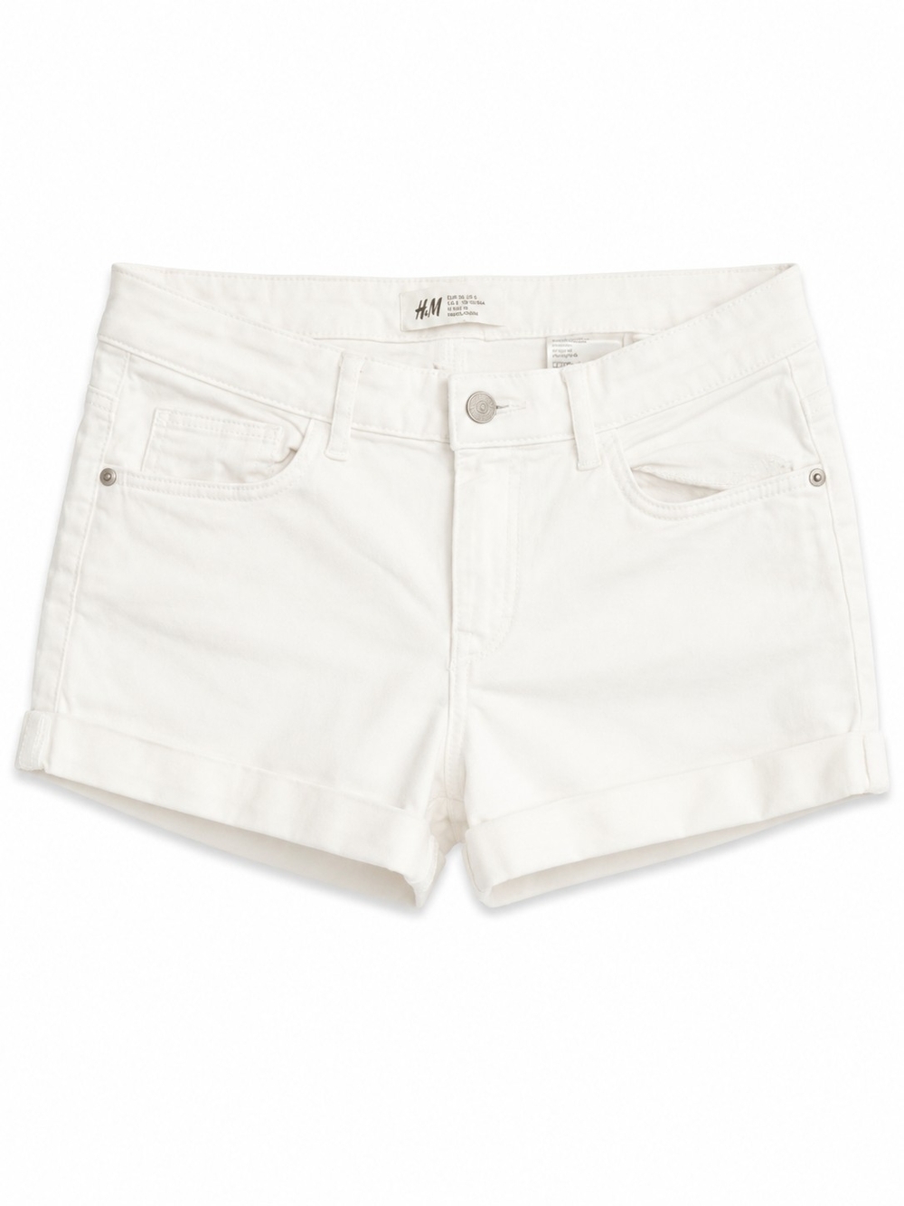 H&M White Cuffed Denim Shorts